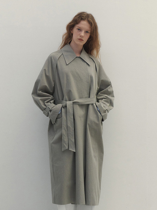 Classic Maxi Over Fit Trench Coat (Gray)