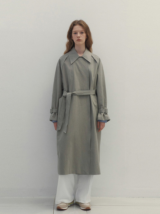 Classic Maxi Over Fit Trench Coat (Gray)