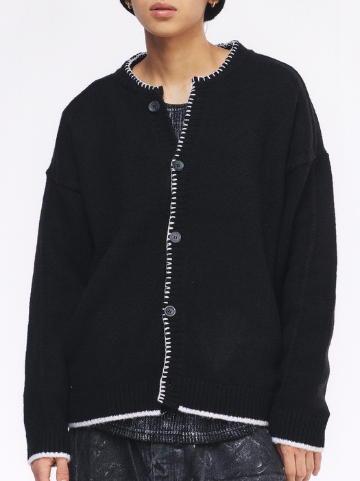 Merrow Stitch Cardigan Black