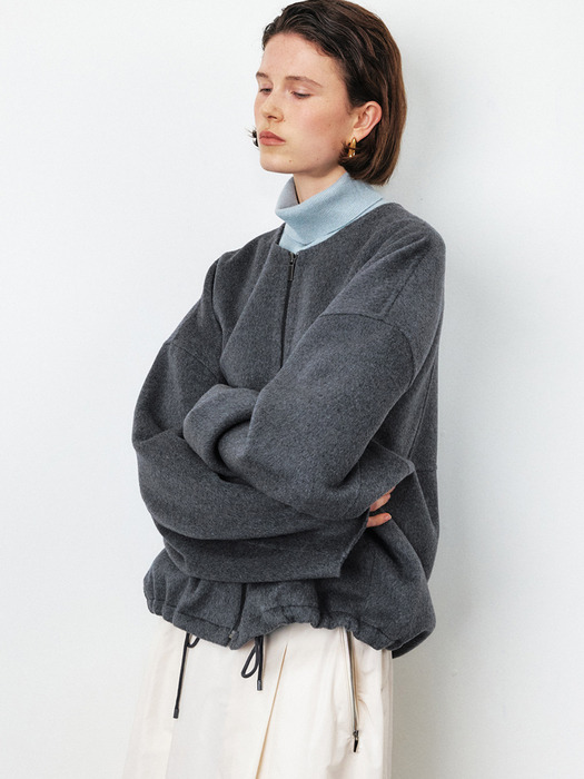 HANDMADE CASHMERE COLLARLESS COAT [OATMEAL][CHARCOAL]