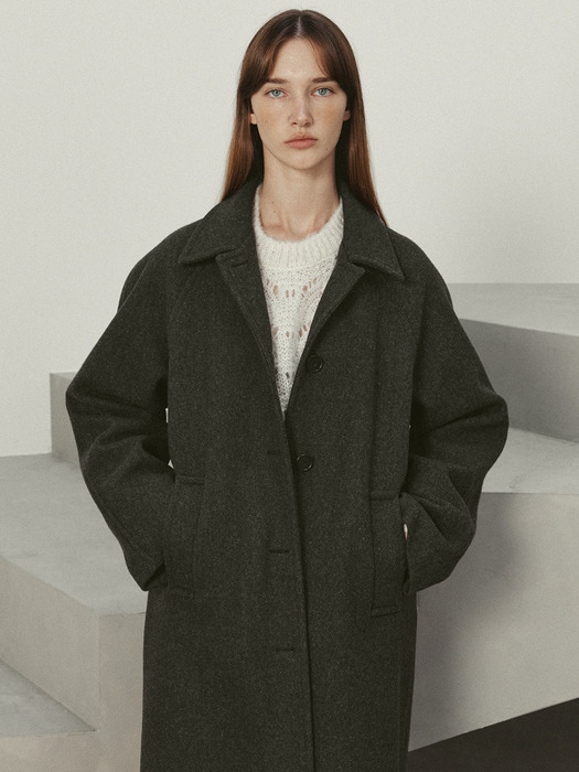 melange wool balmacaan coat (charcoal)