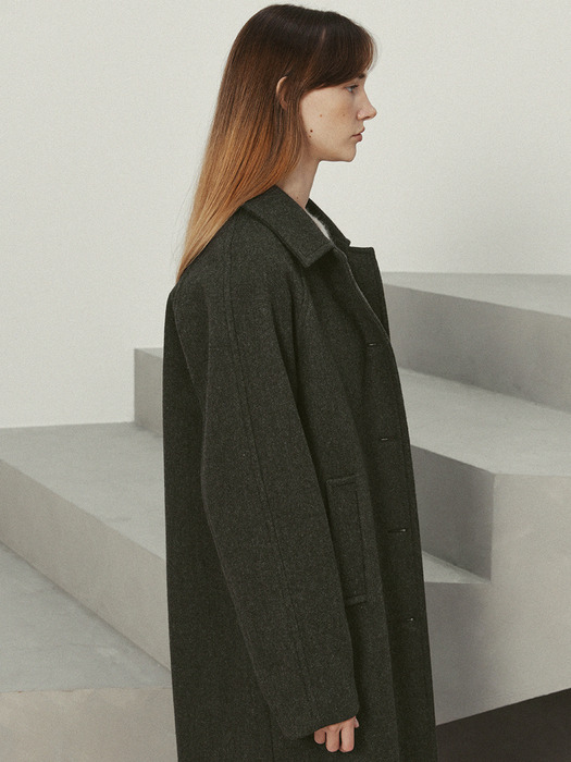 melange wool balmacaan coat (charcoal)