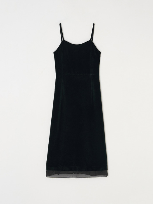 Velvet sheer patch dress - Black