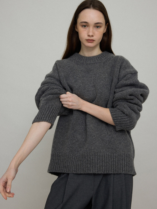 Murray wool boxy knit_charcoal grey