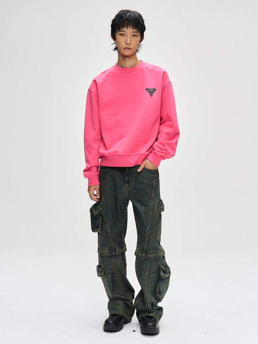 UNISEX STOOL PATCH LOGO SWEATSHIRTS atb1272u(PINK)