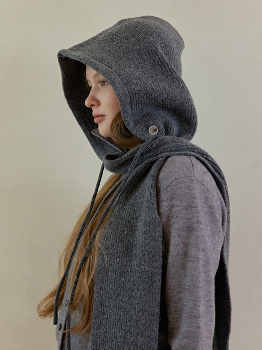 [6mm+10mm 진주귀걸이 증정] Hood muffler balaclava - Dark grey