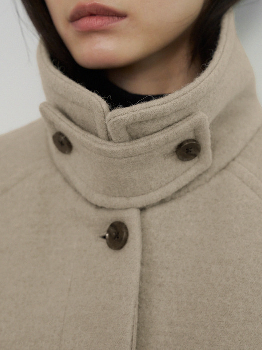 Soft boucle wool half coat (Ash beige)