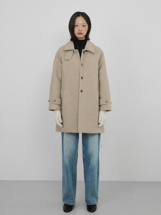 Soft boucle wool half coat (Ash beige)