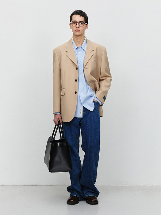 UNISEX PAPERLY COTTON OVERSIZED SHIRT SOFT BLUE_M_UDSH5A107B1