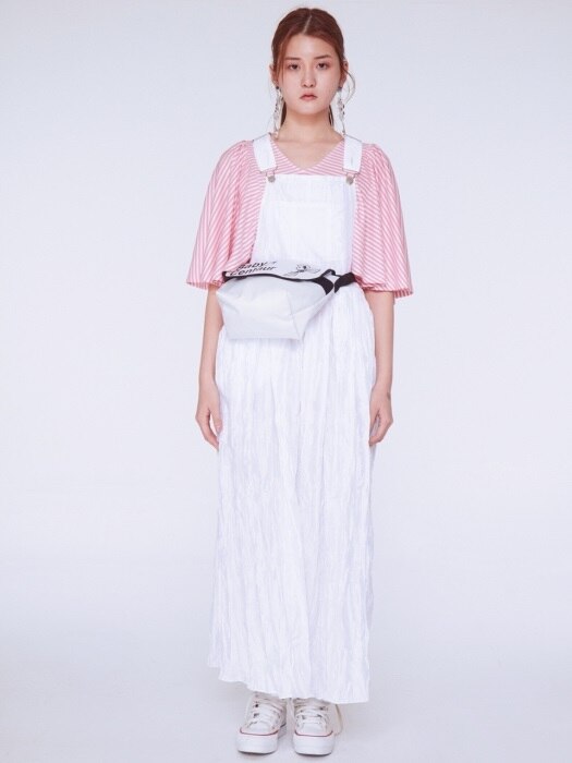 Pleats Overall Dress [WHITE]
