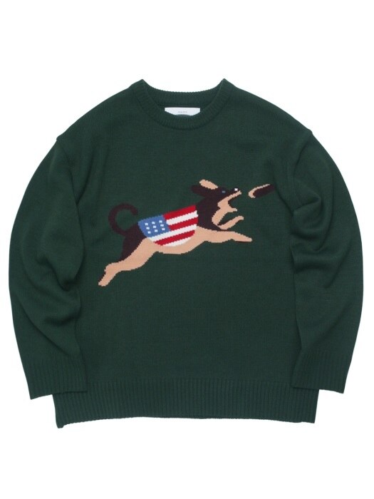 USA Jump Dog Knit Sweater (green)