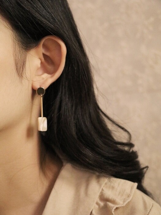 square nacre `drop` earring