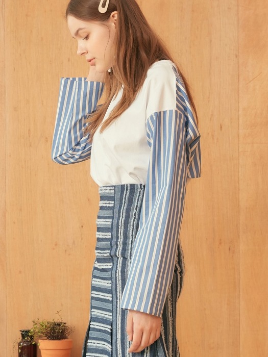 STRIPE JERSEY TOP-WH