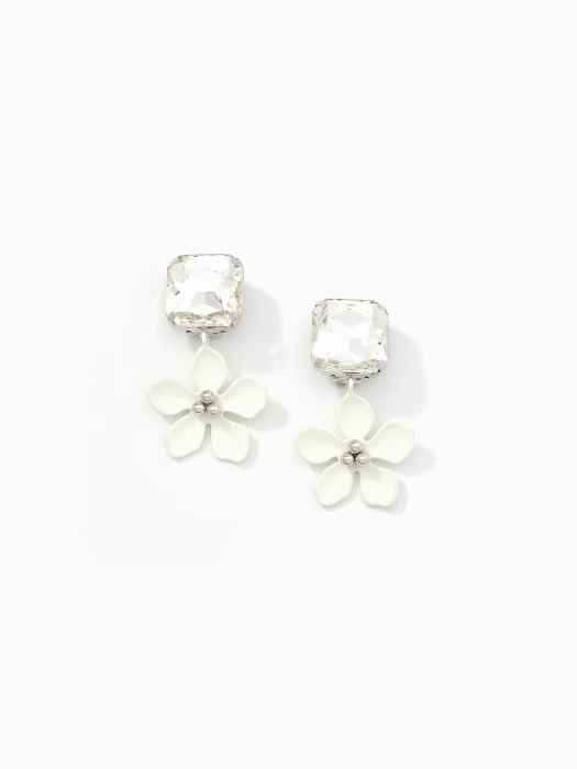 glittering cubic & oxalis flower earring