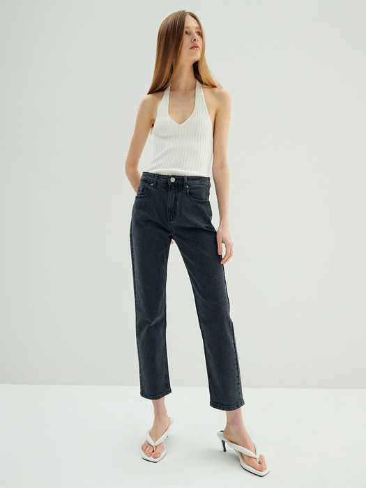 Mid-rise Straight Jeans_Grey