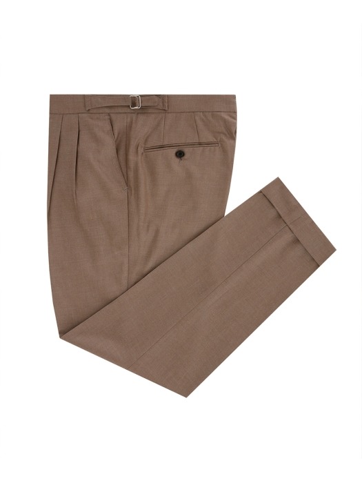 beige two tuck adjust trousers (beige)