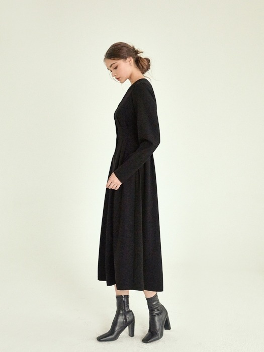 love pintuck button dress[black]