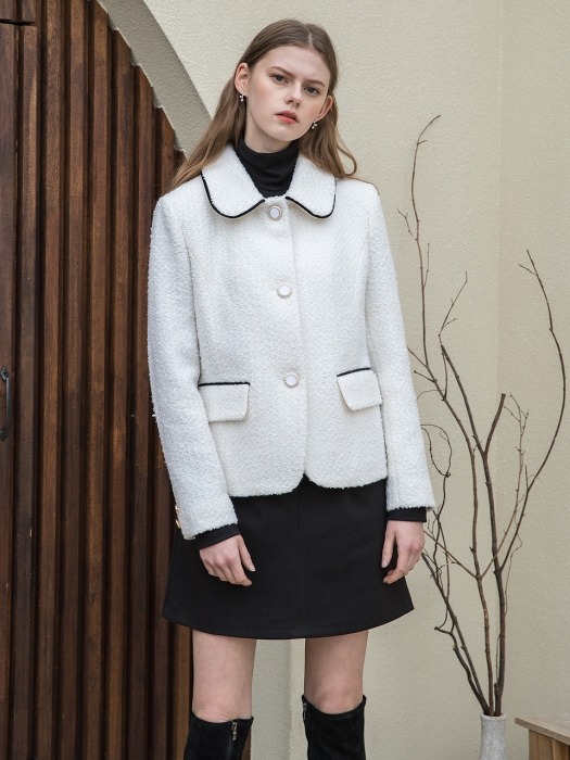 Classic Tweed Crop Jacket White