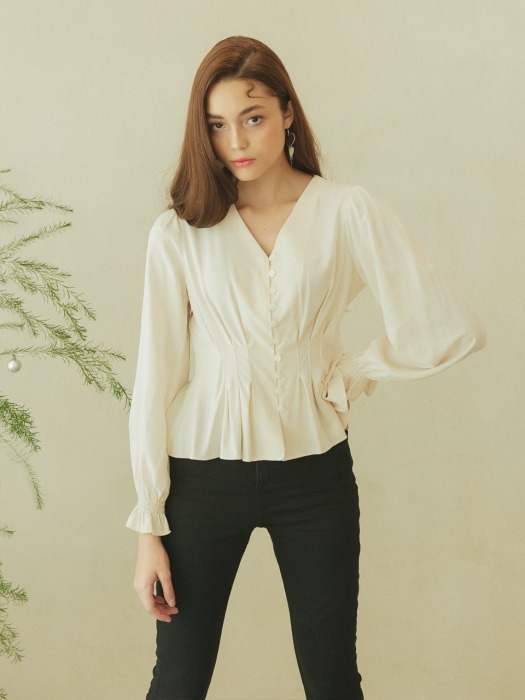 TUCK DETAIL BLOUSE_CREAM