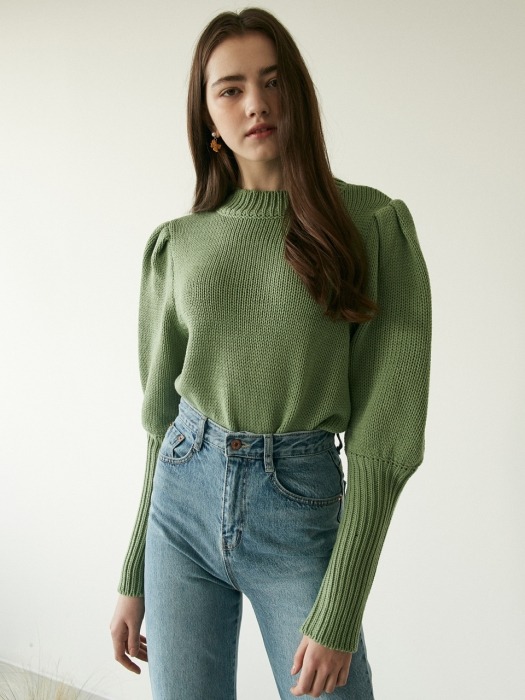 iuw547 puff long sleeve knit (green)