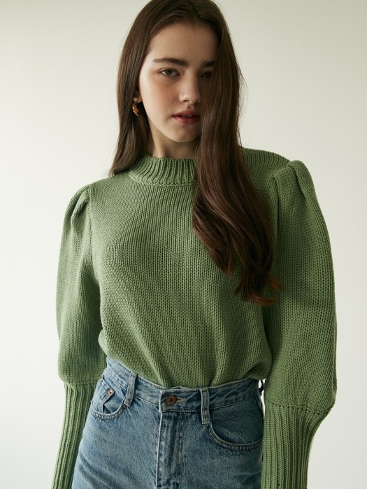 iuw547 puff long sleeve knit (green)
