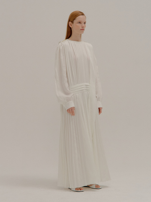 PERSONA Pleated Maxi Dress White