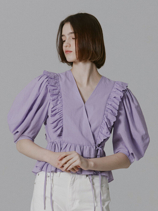 Rocha Lace Ruffled Blouse_Purple