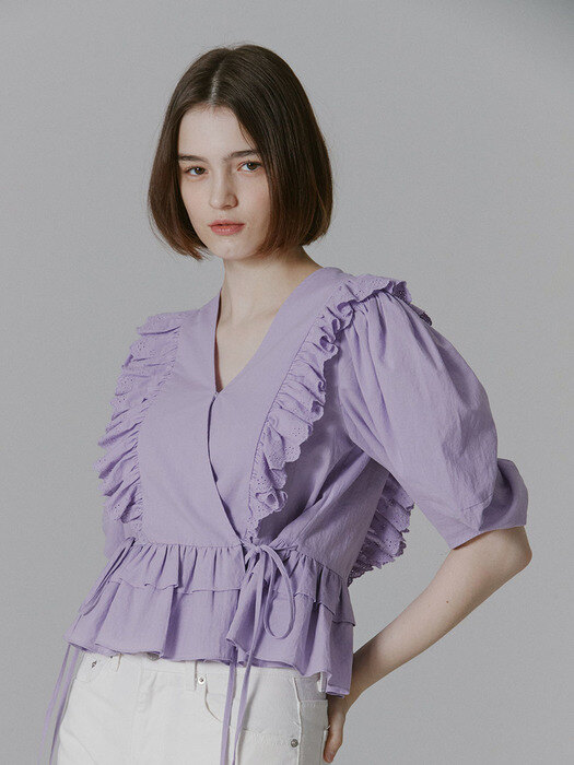 Rocha Lace Ruffled Blouse_Purple