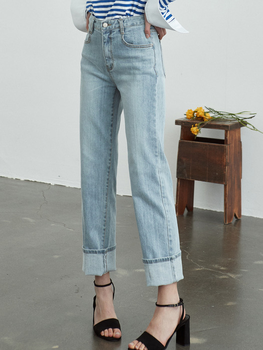 iuw607 semi wide long denim pants (lightblue)