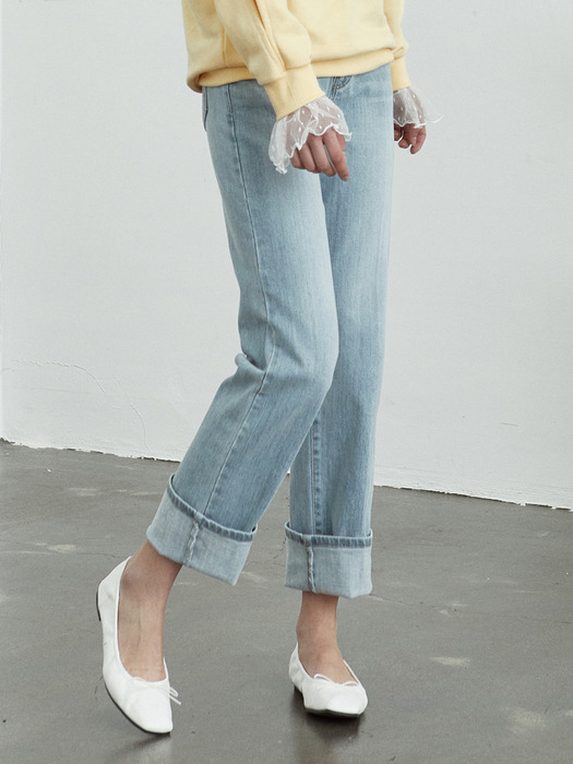 iuw607 semi wide long denim pants (lightblue)