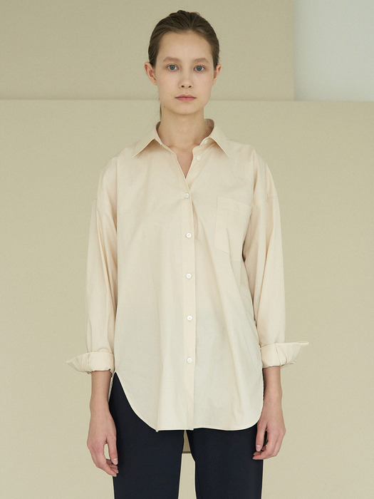 side slit boxy shirt (light beige)
