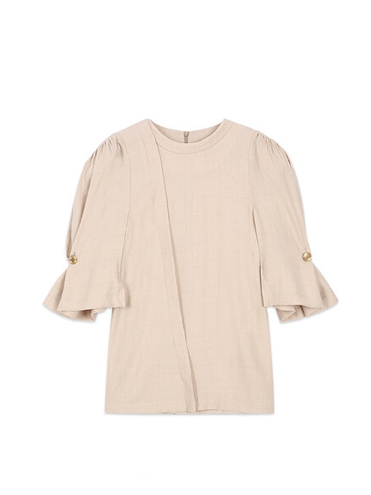 SALLY DETACHABLE RUCHED SHOULDER BLOUSE atb483w(BEIGE)