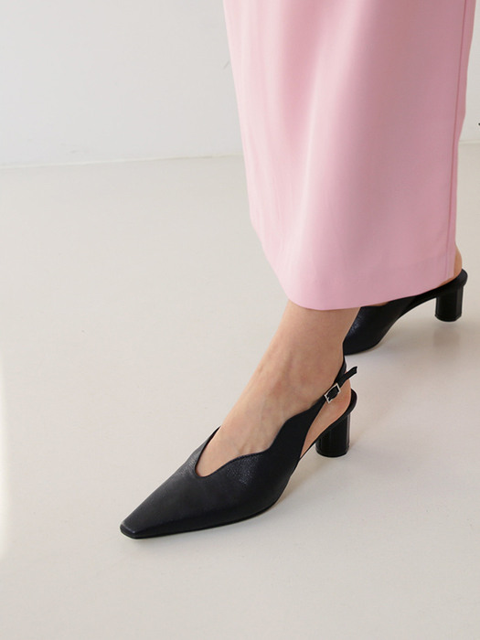 [at SALONDEJU] Wave Slingback - Noir Black