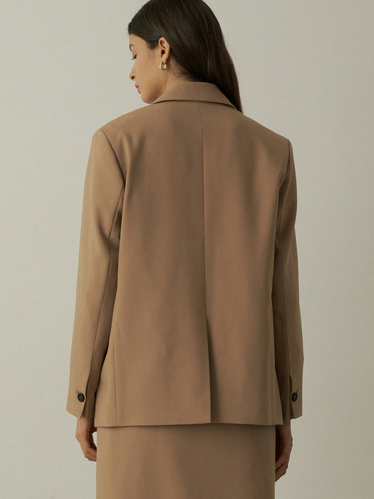 comos423 one-button single jacket (beige)