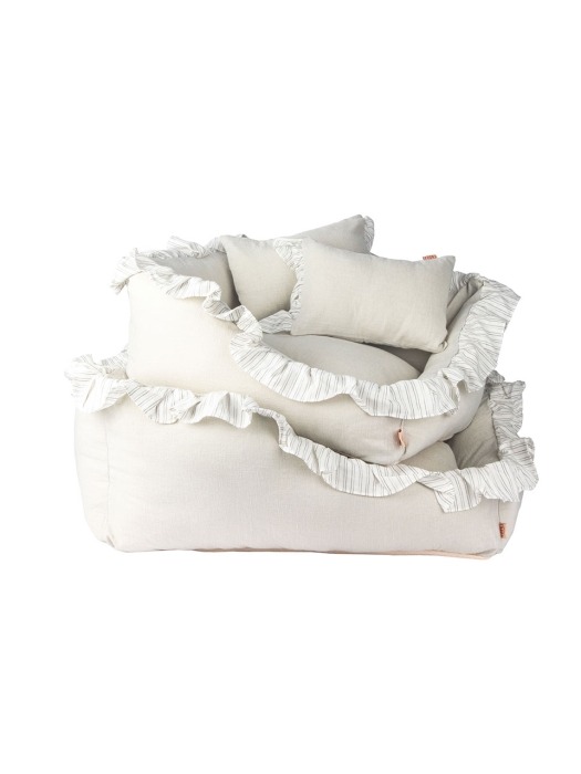 Linen Ruffle Cushion Gray
