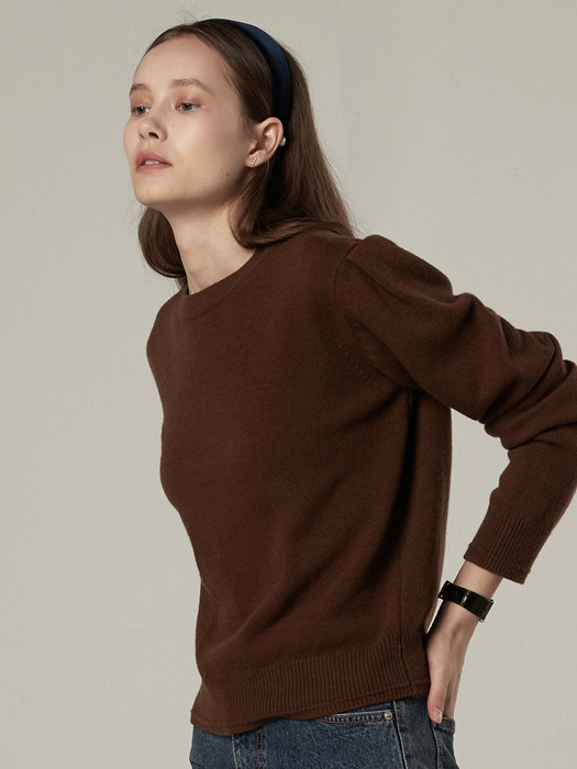 [EXCLUSIVE] Wool muffler layered pullover - Brown
