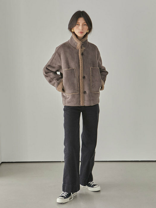 Blanche Reversible Short Shearing Coat_Brown