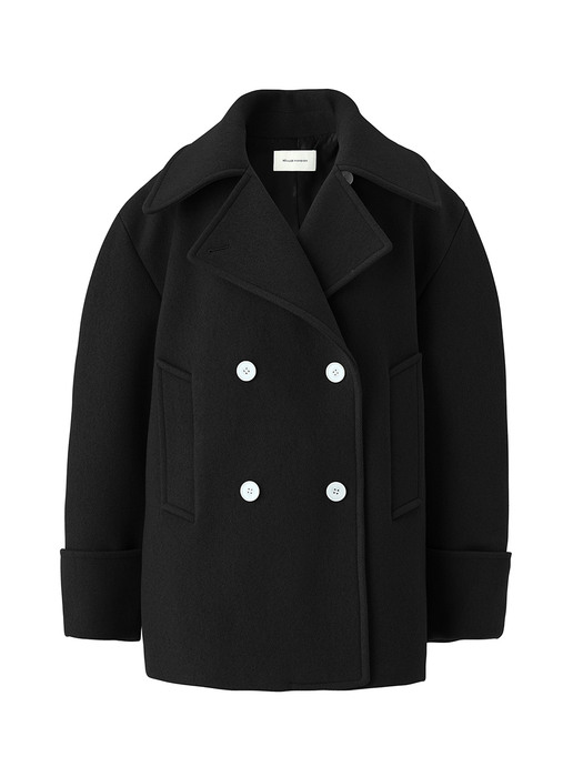 Oversized double half coat - Black