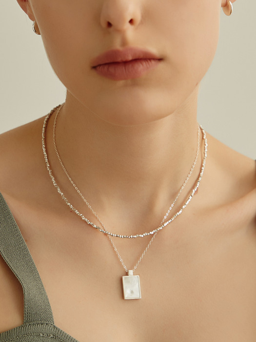 [silver925]square mother of pearl necklace