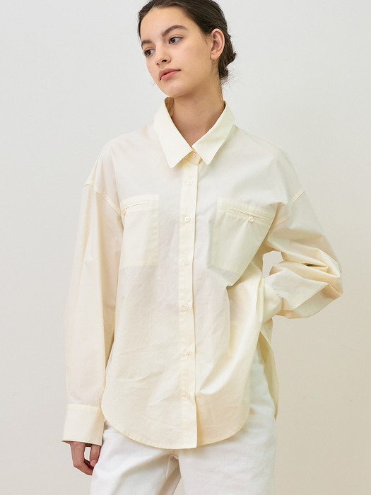 comos490 over-fit cotton shirt (cream)