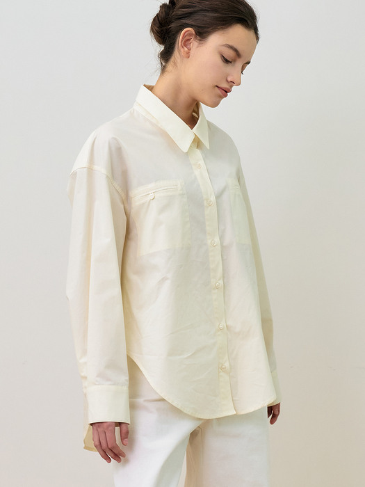 comos490 over-fit cotton shirt (cream)
