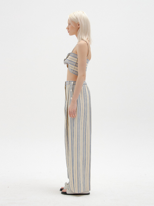 SIA Knotted Top - Ivory/Blue Stripe