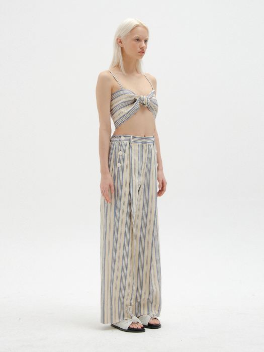 SIA Knotted Top - Ivory/Blue Stripe