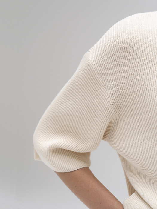 HALF SLEEVE KNIT PULLOVER / IVORY