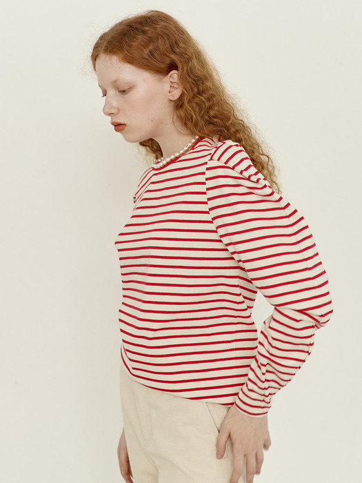 [N]YONGNUNI Long sleeve stripe T-shirt (Red)