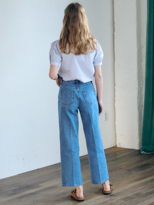 Wide denim pants-light blue