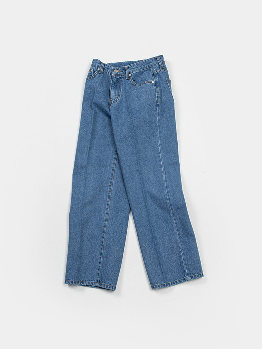 Wide denim pants-light blue