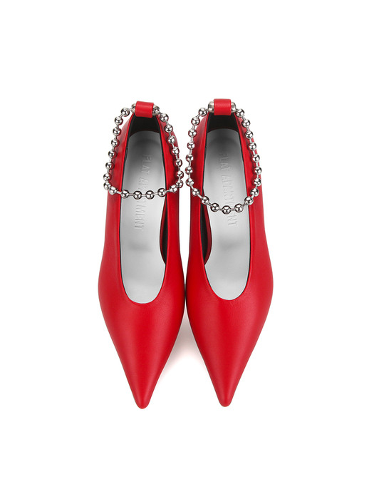 Extreme sharp toe shoes (+ball chain anklets) | Red