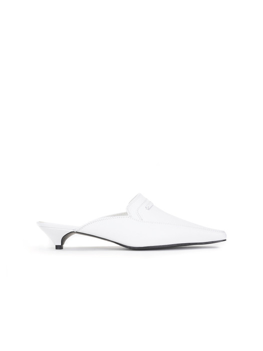 Pointed Toe Mule (White)