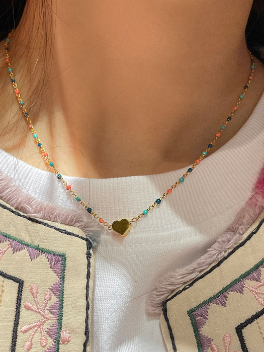 heart color dot necklace